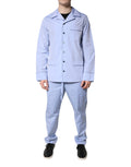 Pyjama homme Dolce & Gabbana Light Blue avec logo DG en coton, ensemble de pyjama confortable pour dormir.