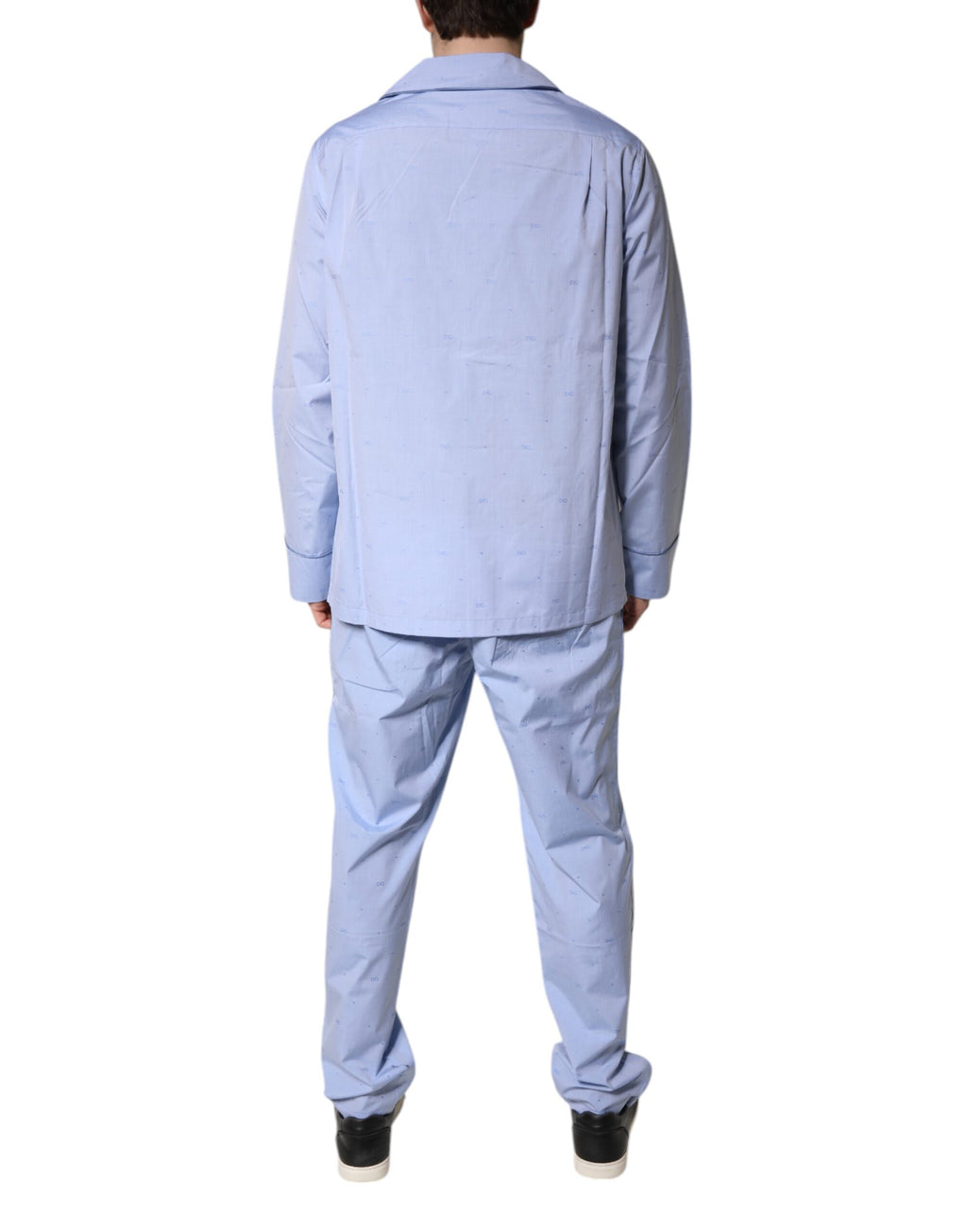 Pyjama homme Dolce & Gabbana Light Blue avec logo DG en coton, ensemble de sommeil élégant et confortable.