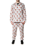 Pyjama en coton Dolce & Gabbana à imprimé floral multicolore, ensemble de vêtements de nuit élégant avec pantalon et haut.