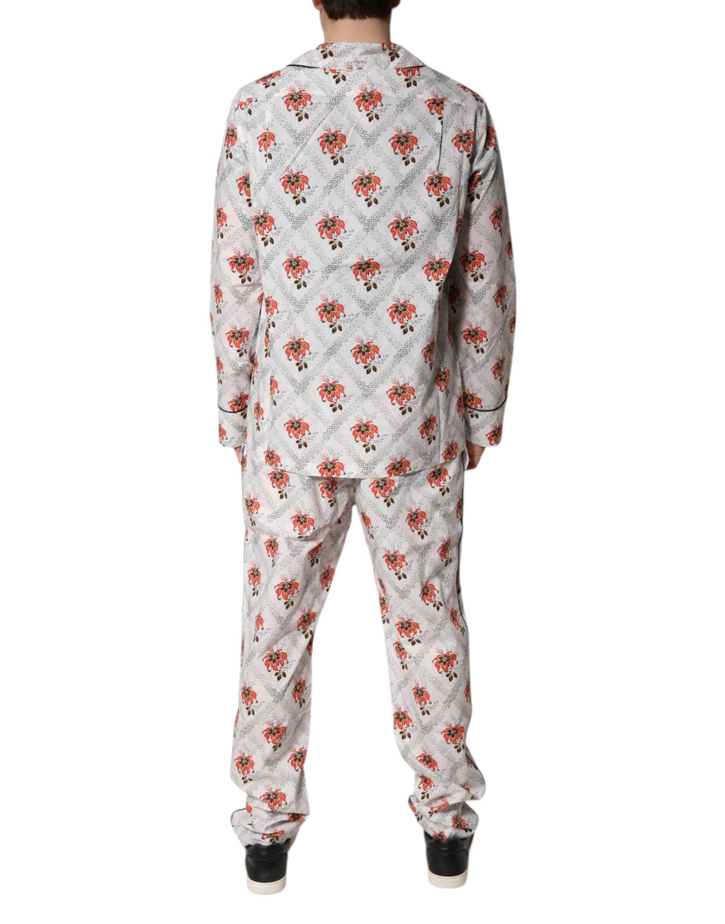 Pyjama Dolce & Gabbana en coton à motif floral multicolore, ensemble de vêtements de nuit élégant et confortable.