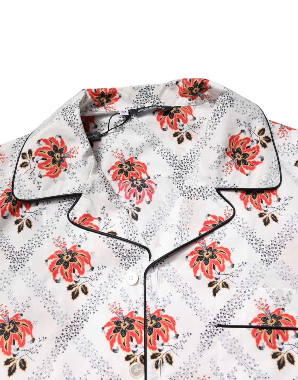 Pyjama Dolce & Gabbana en coton à motif floral multicolore, ensemble de vêtements de nuit élégant et confortable.