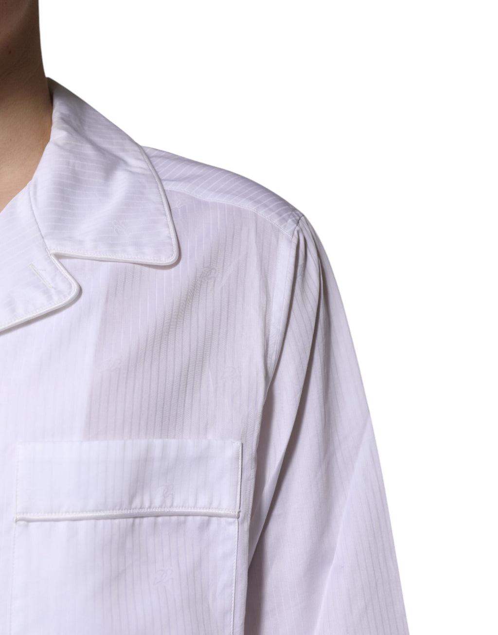 Pyjama Dolce & Gabbana en coton blanc, chemise et pantalon de sommeil confortables pour femme.