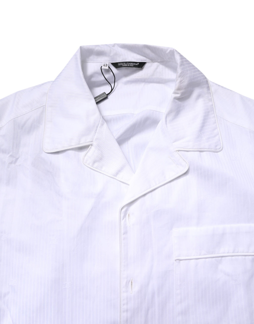 Ensemble de pyjama Dolce & Gabbana en coton blanc, chemise et pantalon confortables pour le sommeil.