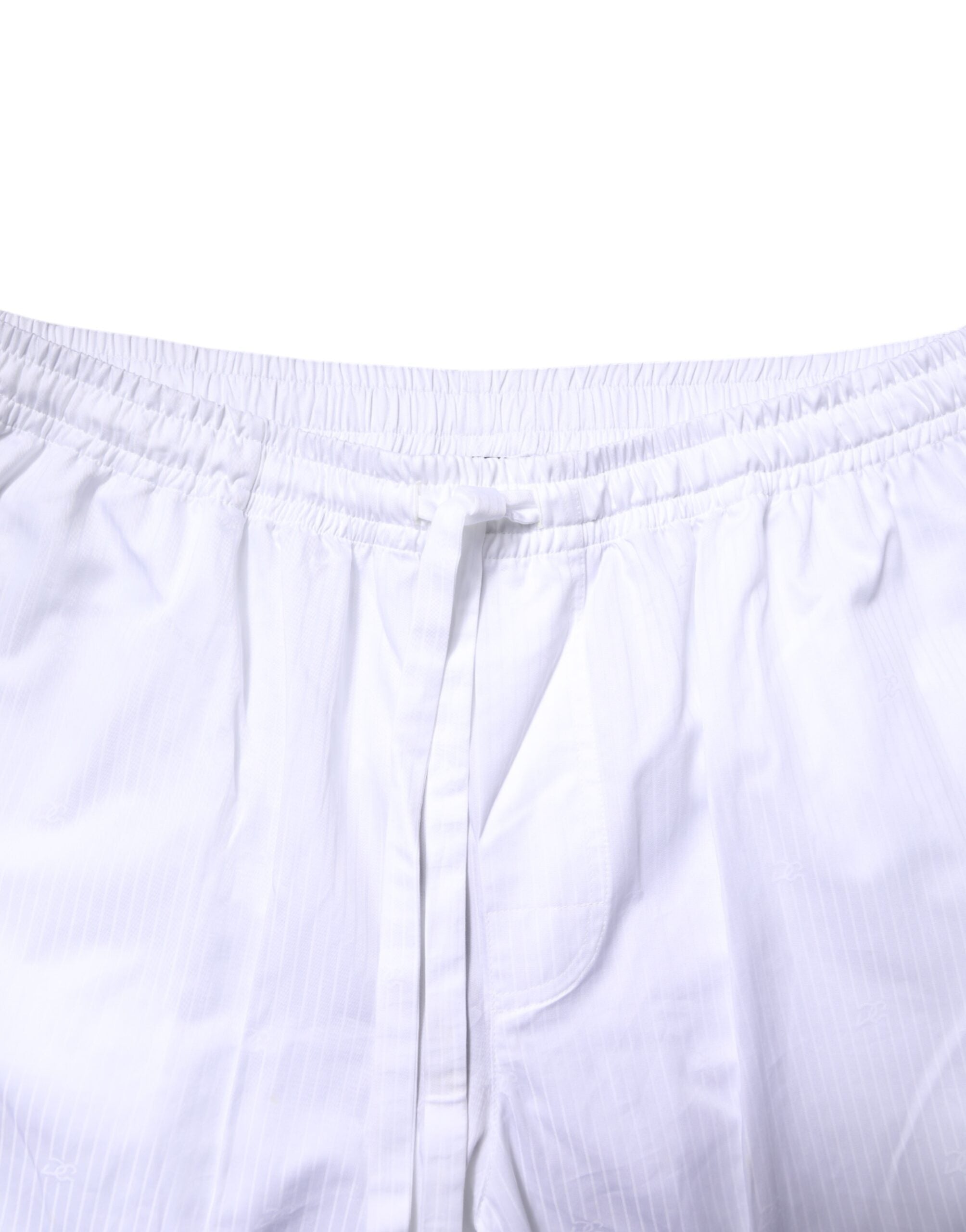 Pyjama Dolce & Gabbana en coton blanc, ensemble de chemise et pantalon pour le sommeil, élégant et confortable.