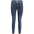 Jeans skinny bleus en coton pour femmes de Guess Jeans, vue de face avec détails de la coupe ajustée.