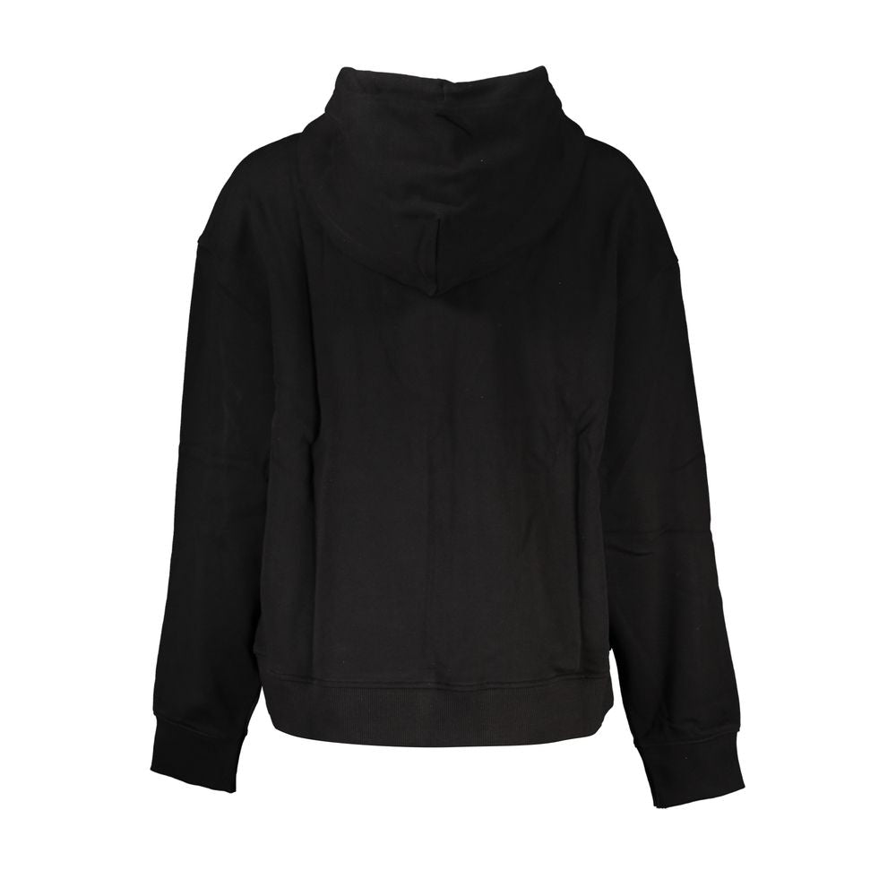 Sweat-shirt en coton noir pour femmes de la marque Tommy Hilfiger, style décontracté avec logo sur la poitrine.