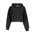 Sweat-shirt pour femme en coton noir de la marque Calvin Klein, coupe décontractée et logo discret visible sur l'image.