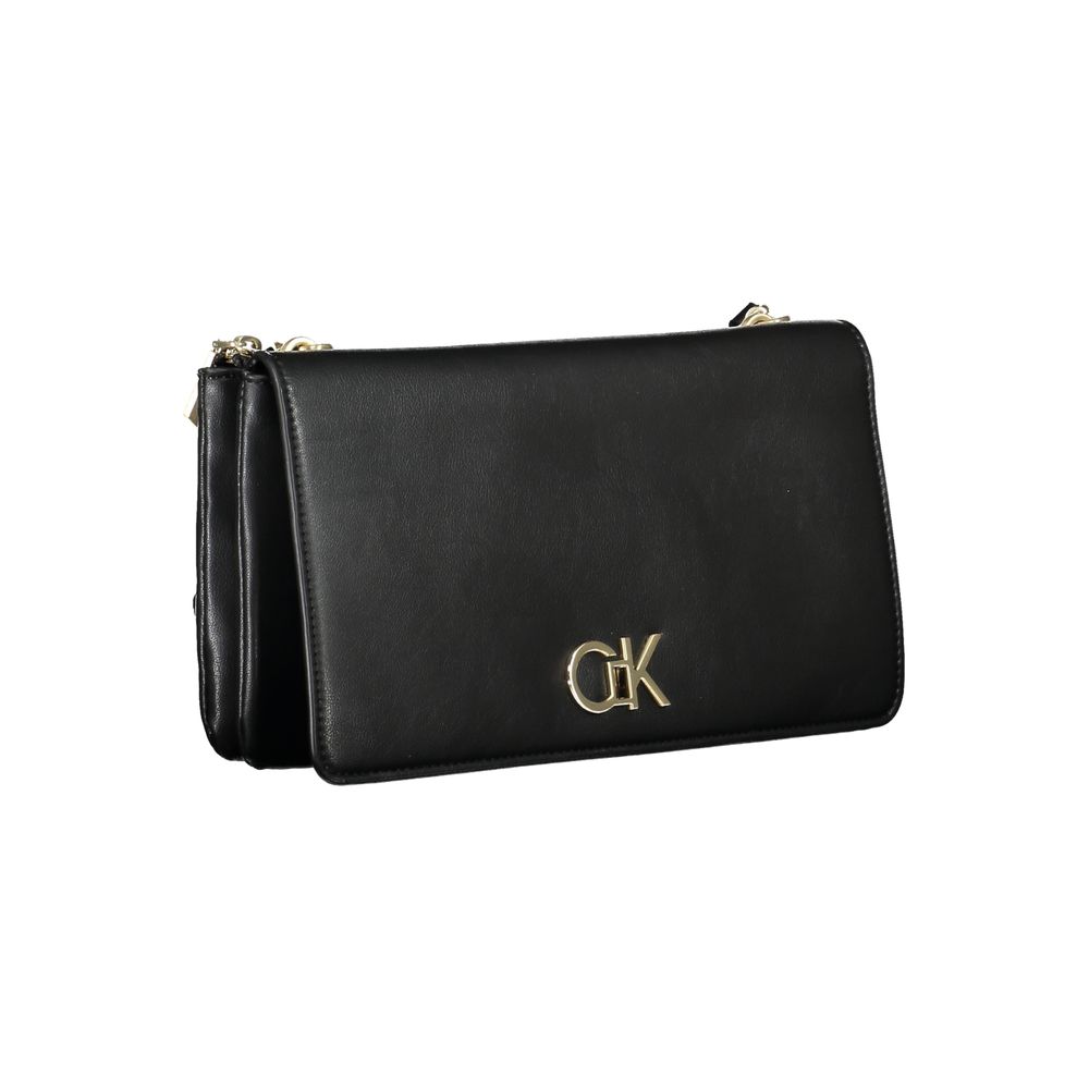 Sac à épaule en polyester noir pour femme de la marque Calvin Klein, avec détails élégants et design moderne.