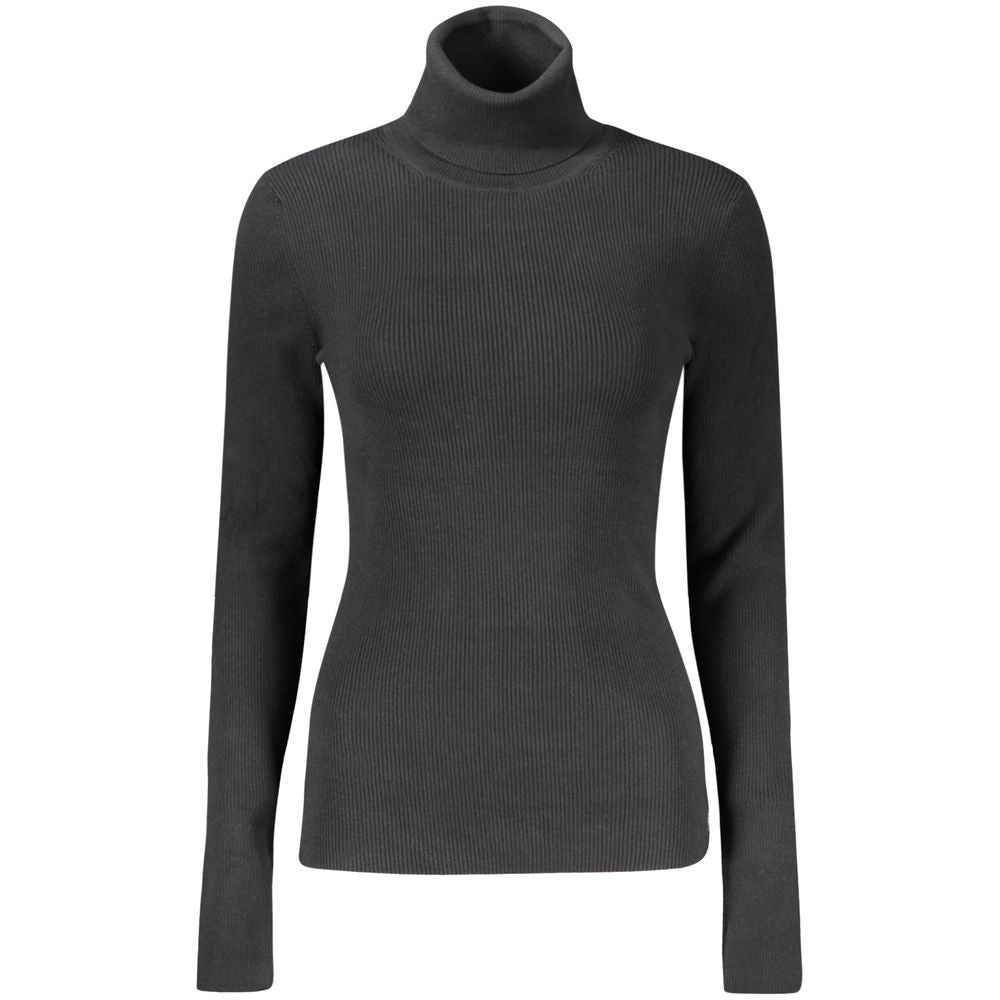 Pull femme en coton noir de Calvin Klein, style décontracté, porté sur un mannequin.