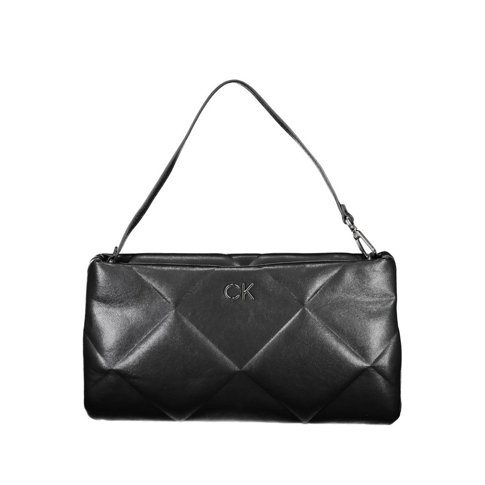 Sac à main pour femme Calvin Klein en polyester noir, avec poignées et design élégant visible sur l'image.