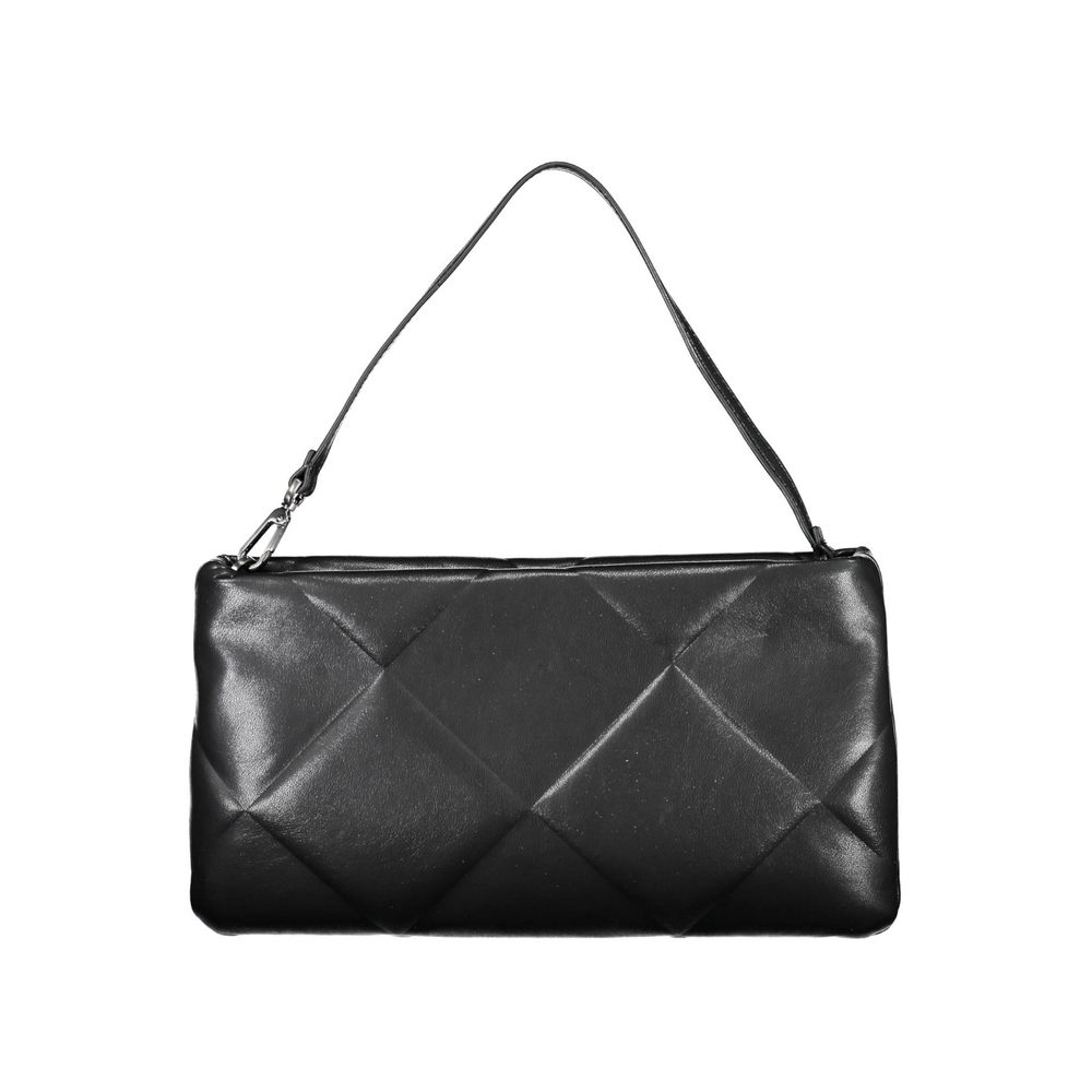Sac à main noir en polyester pour femme de la marque Calvin Klein, avec poignées et détails élégants.