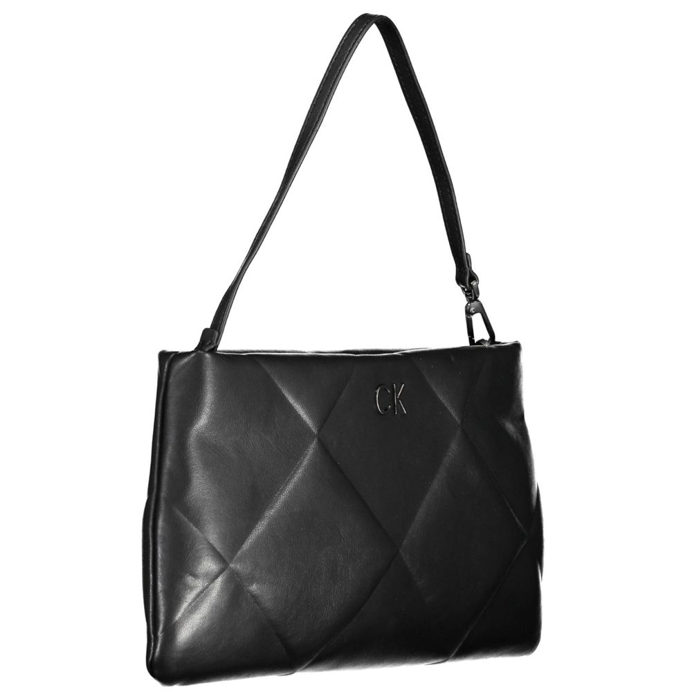Sac à main noir en polyester pour femme de la marque Calvin Klein, avec poches et poignées élégantes.