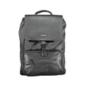 Sac à dos pour hommes Calvin Klein en polyester noir, avec poches et design épuré visible sur l'image.