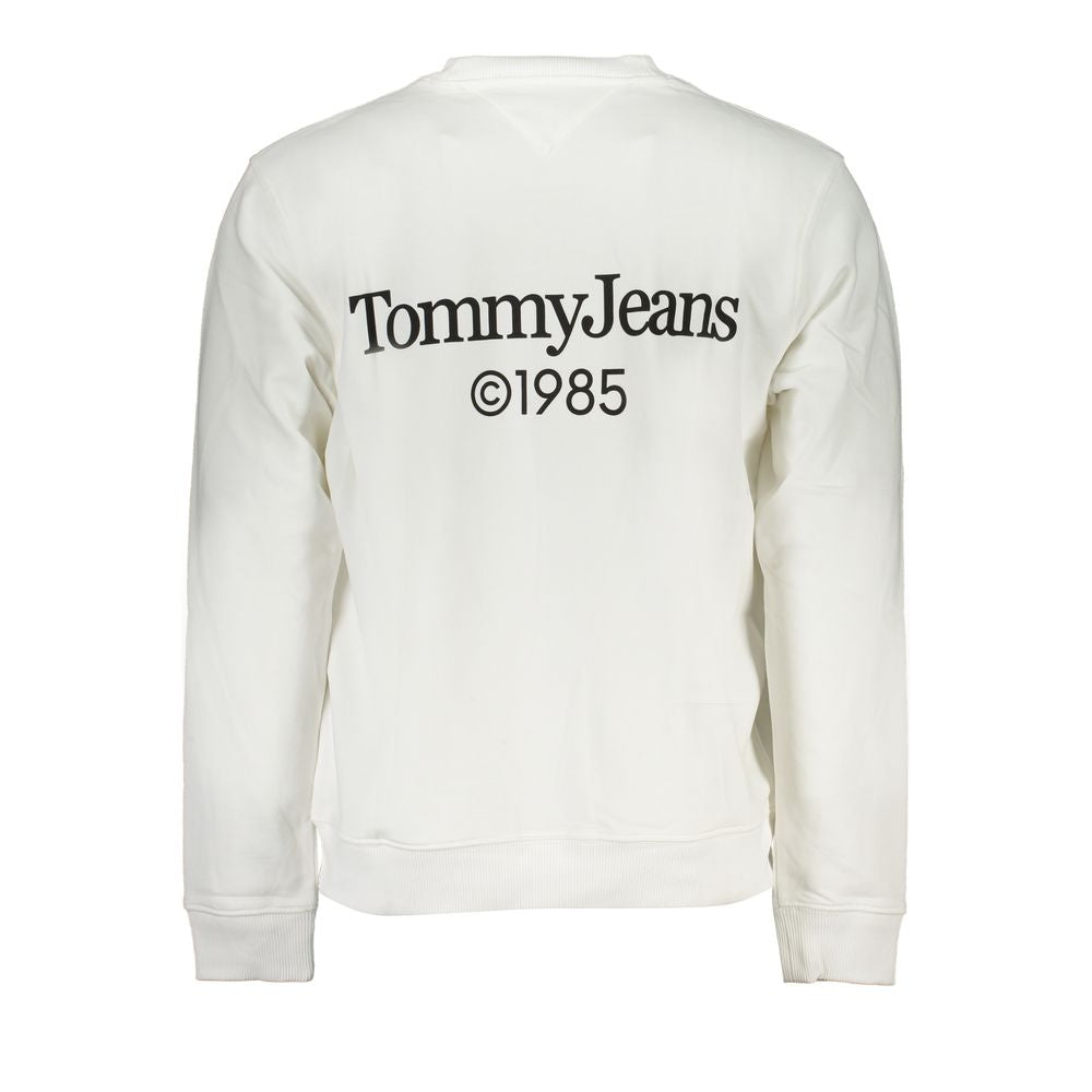 Sweat-shirt blanc en coton pour homme de la marque Tommy Hilfiger, vue de face, avec col rond et logo discret.