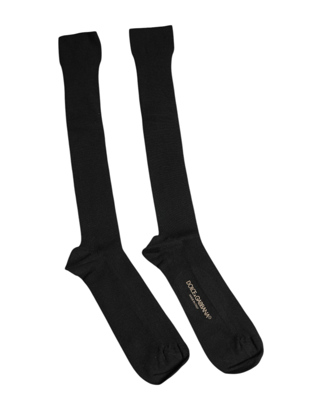 Chaussettes noires en viscose avec logo Dolce & Gabbana, longueur au-dessus du mollet, style élégant et moderne.