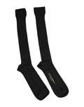 Chaussettes noires en viscose avec logo Dolce & Gabbana, longueur au-dessus du mollet, style élégant et moderne.