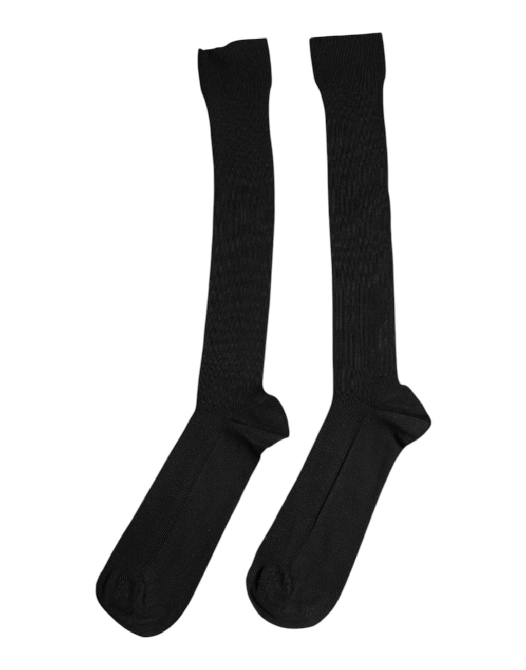 Chaussettes noires en viscose Dolce & Gabbana logo au-dessus du mollet, style élégant et confortable.