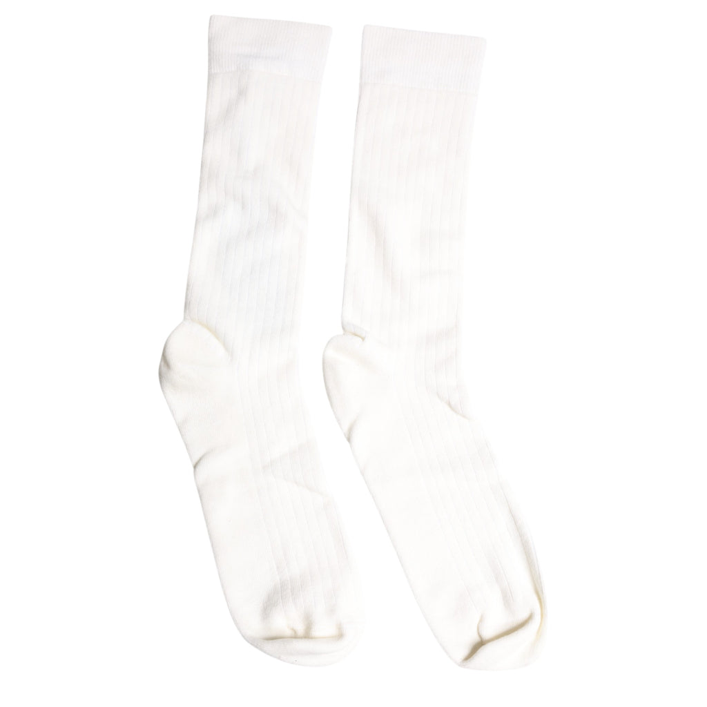 Chaussettes blanches en coton, mi-mollet, pour hommes de Dolce & Gabbana, style simple et élégant.