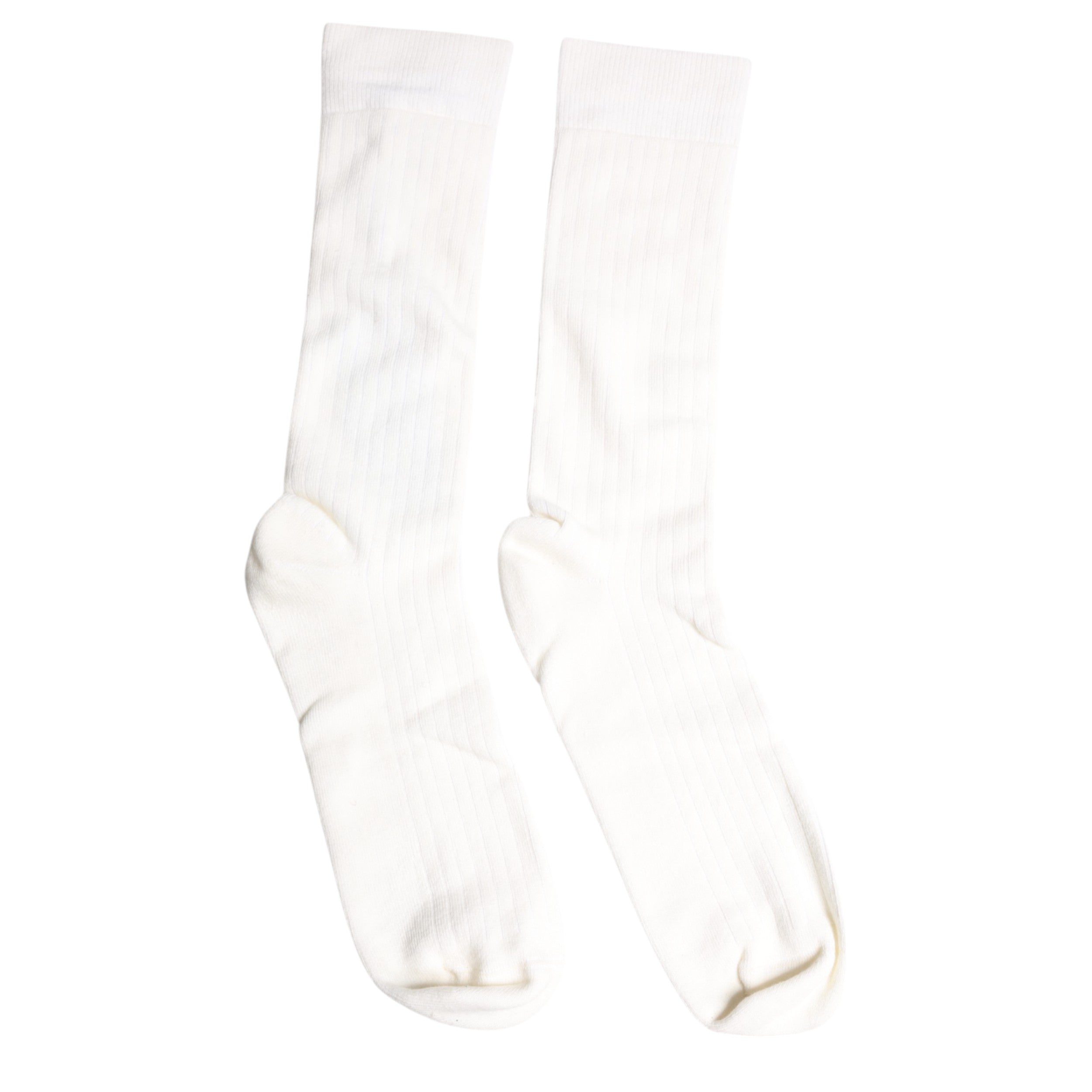 Chaussettes blanches en coton, mi-mollet, pour hommes de Dolce & Gabbana, style simple et élégant.