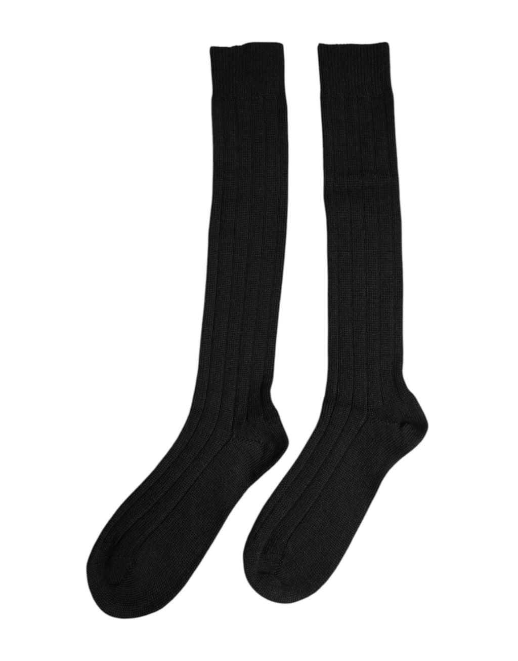 Chaussettes noires Dolce & Gabbana avec logo DG imprimé, longues jusqu'au mollet, en coton doux.
