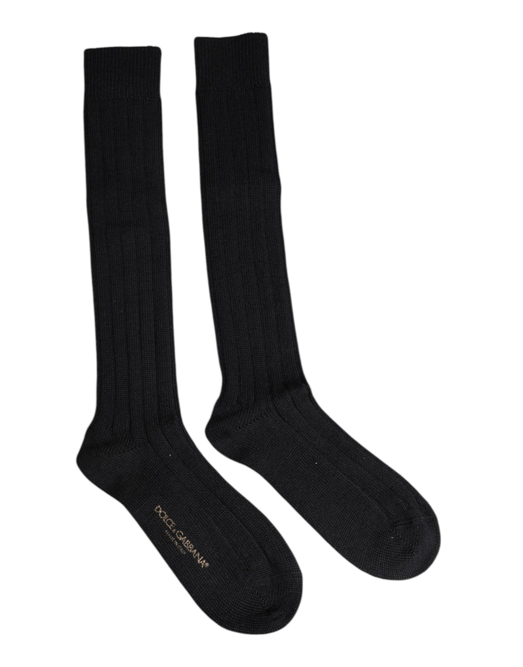 Chaussettes noires Dolce & Gabbana logo DG imprimé, mi-mollet, en coton avec motif de logo emblématique.