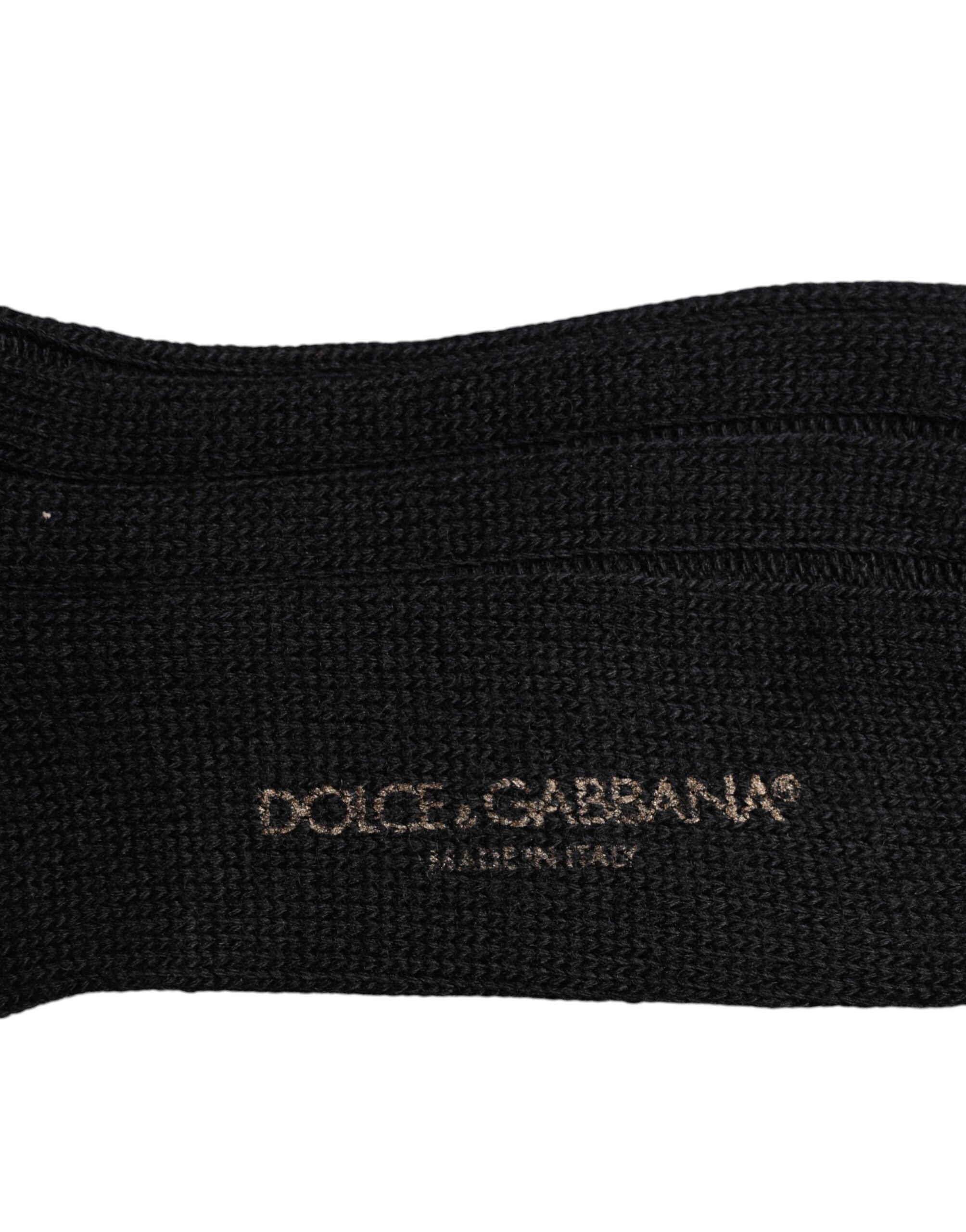 Chaussettes noires Dolce & Gabbana à logo DG imprimé, montant par-dessus le mollet, en coton doux et confortable.