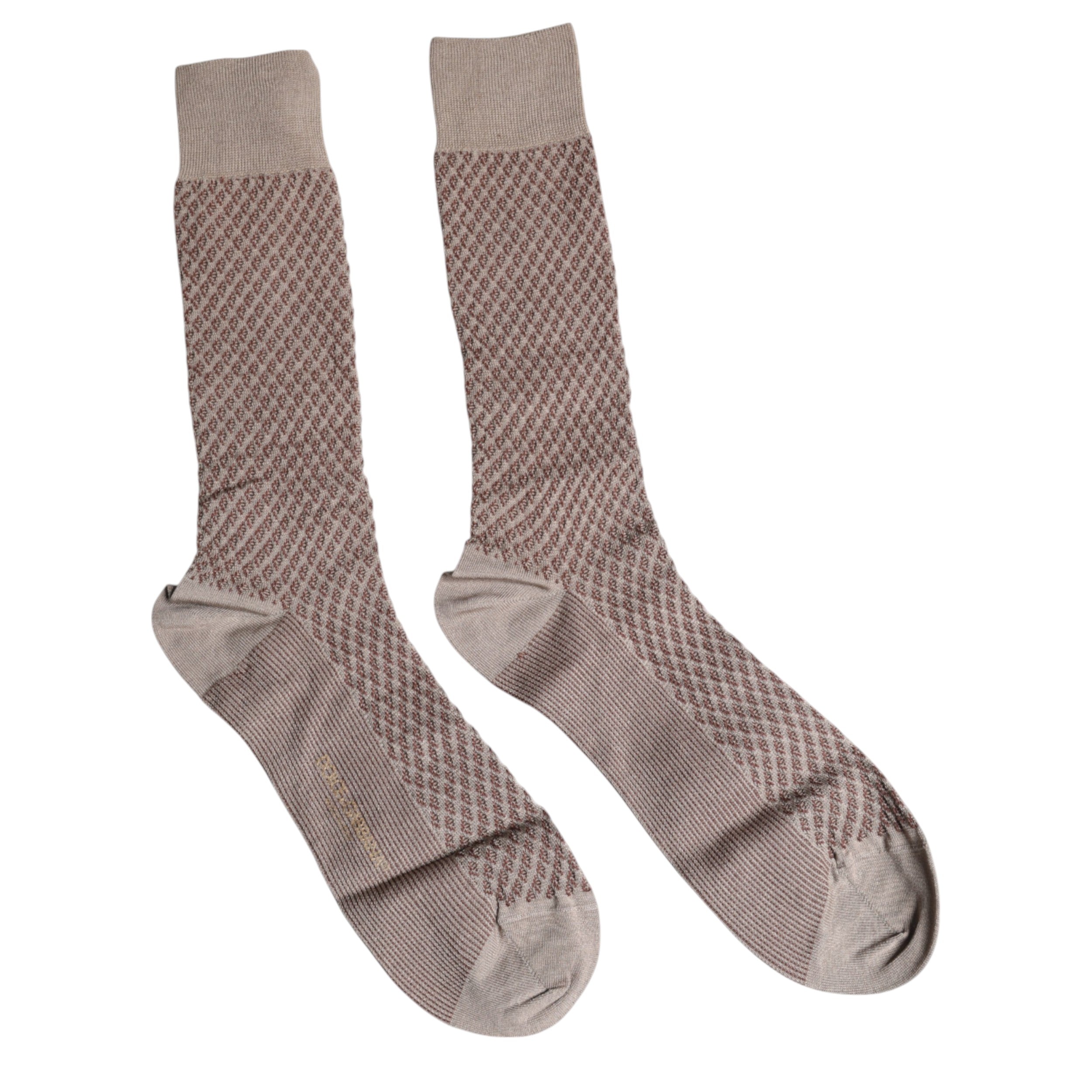 Chaussettes pour hommes Dolce & Gabbana marron avec logo DG, mi-mollet, en coton solide.