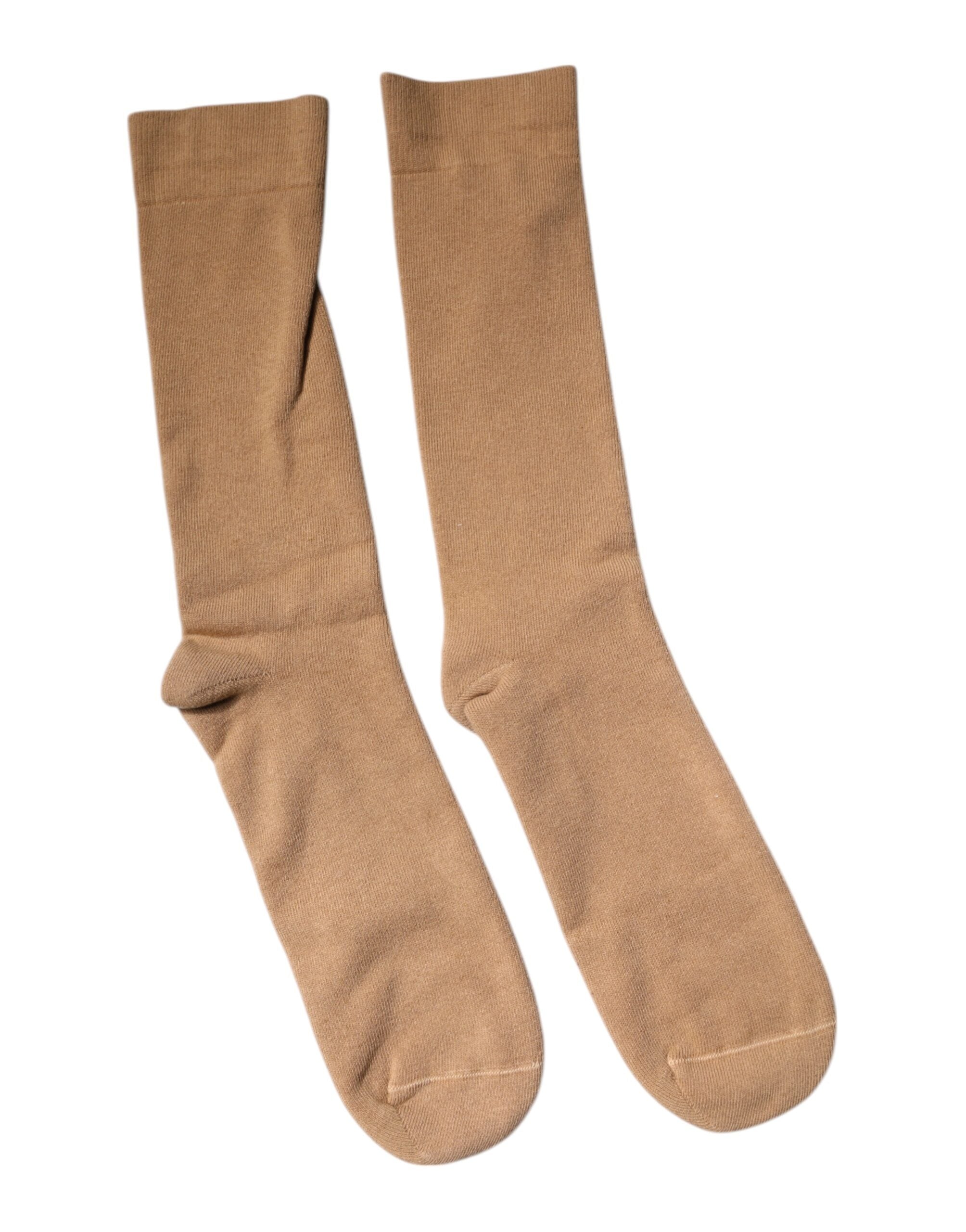 Chaussettes pour homme en coton marron Dolce & Gabbana, mi-mollet, style élégant et confortable.