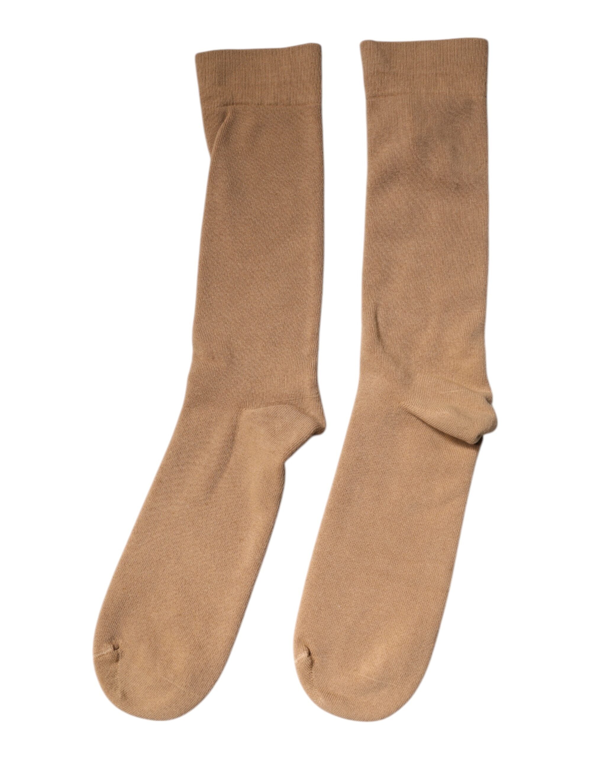 Chaussettes pour homme en coton marron mi-mollet de Dolce & Gabbana, style classique et confortable.