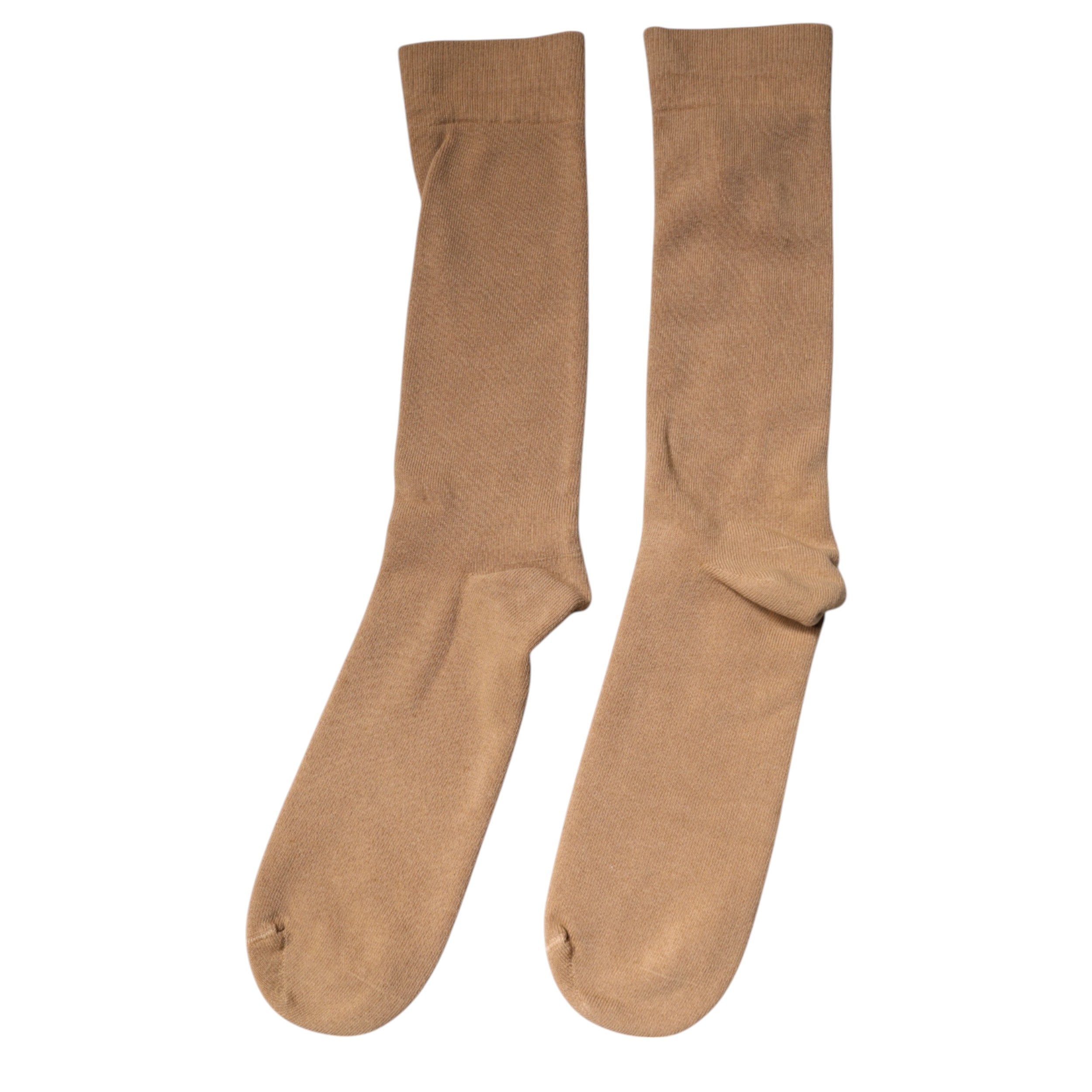 Chaussettes pour hommes en coton marron Dolce & Gabbana, mi-mollet, style solide et confortable.