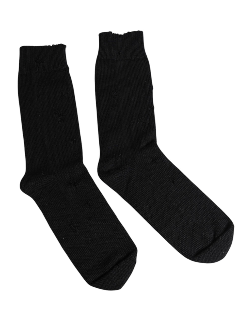 Chaussettes noires pour homme Dolce & Gabbana, mi-mollet, en maille extensible solide pour un style élégant et confortable.