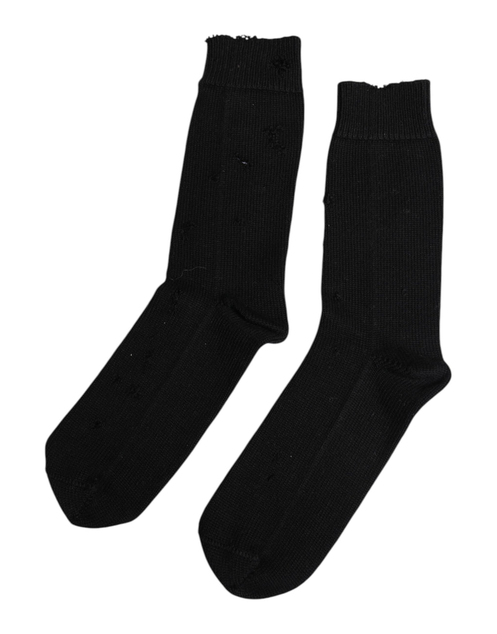 Chaussettes noires pour homme en coton stretch mi-mollet de Dolce & Gabbana, matière solide et confortable.