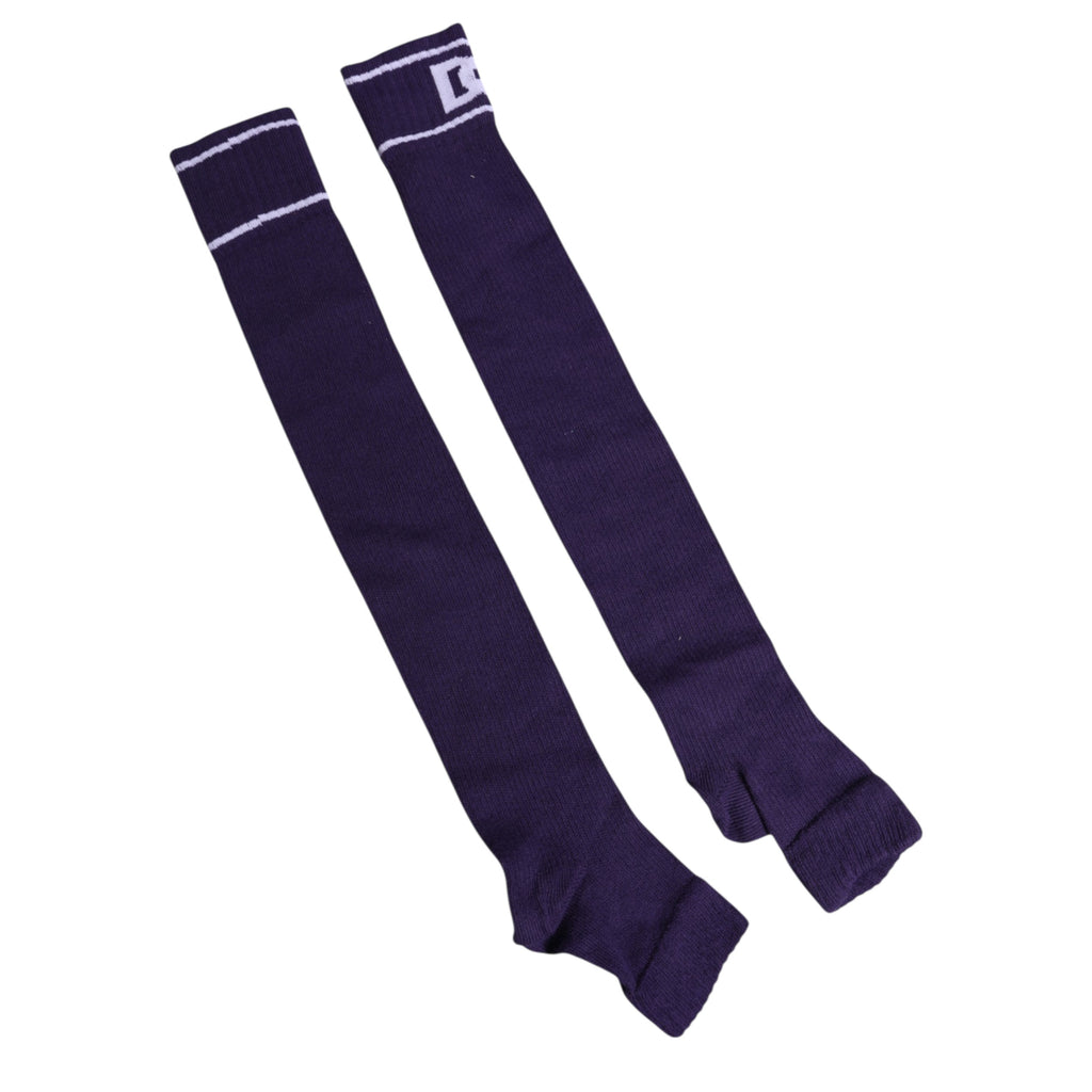 Chaussettes ouvertes en coton violet Dolce & Gabbana avec logo DG imprimé, élégantes et confortables.