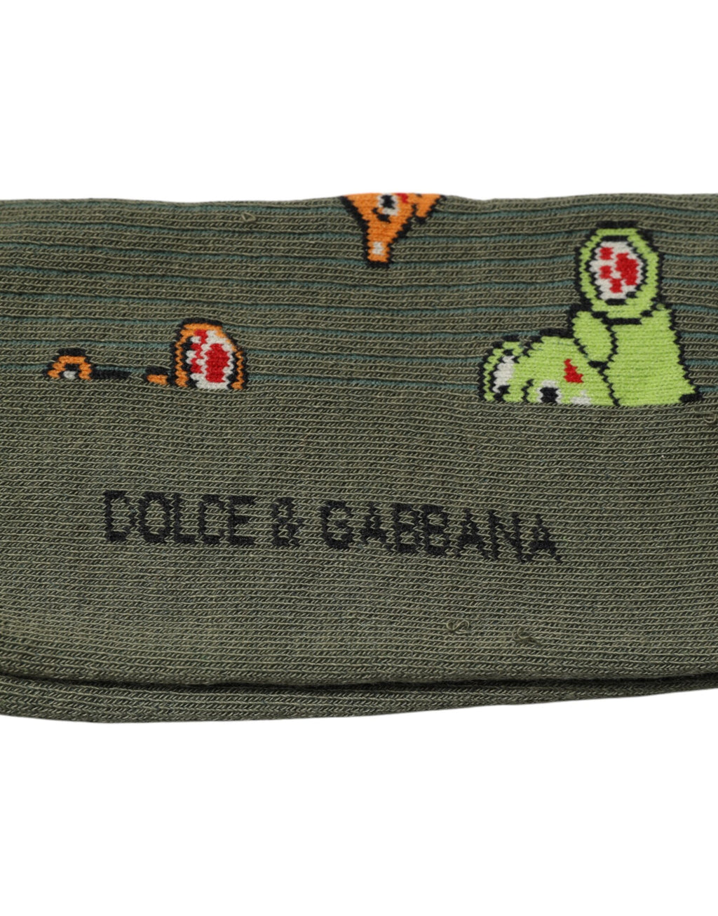 Chaussettes mi-mollet en nylon vert Dolce & Gabbana avec imprimé ours DG, style tendance et confortable.