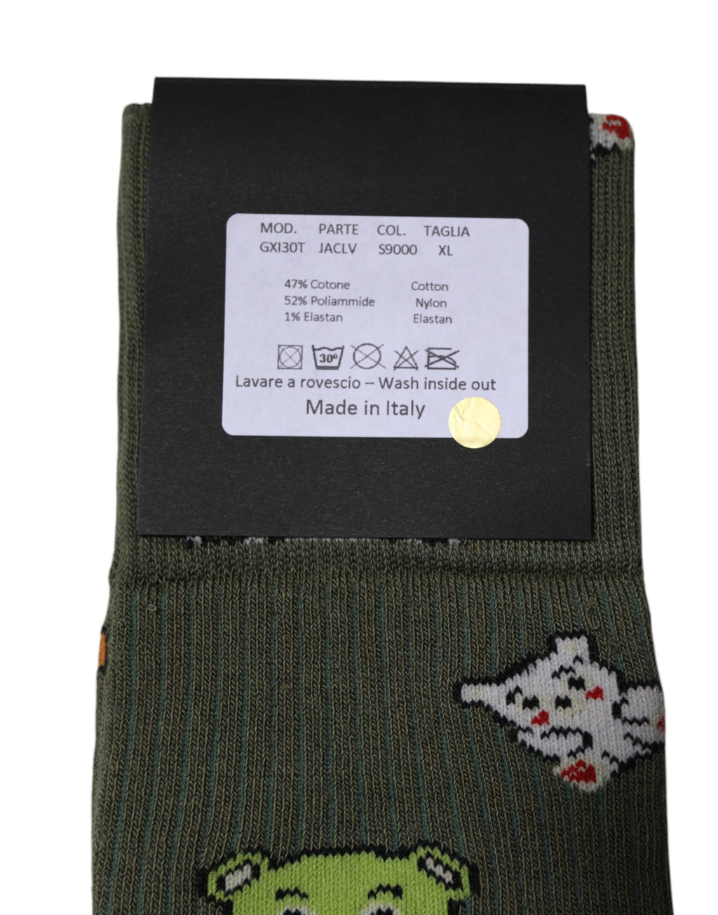 Chaussettes mi-mollet en nylon vert avec imprimé ours Dolce & Gabbana, style moderne et confortable pour femmes