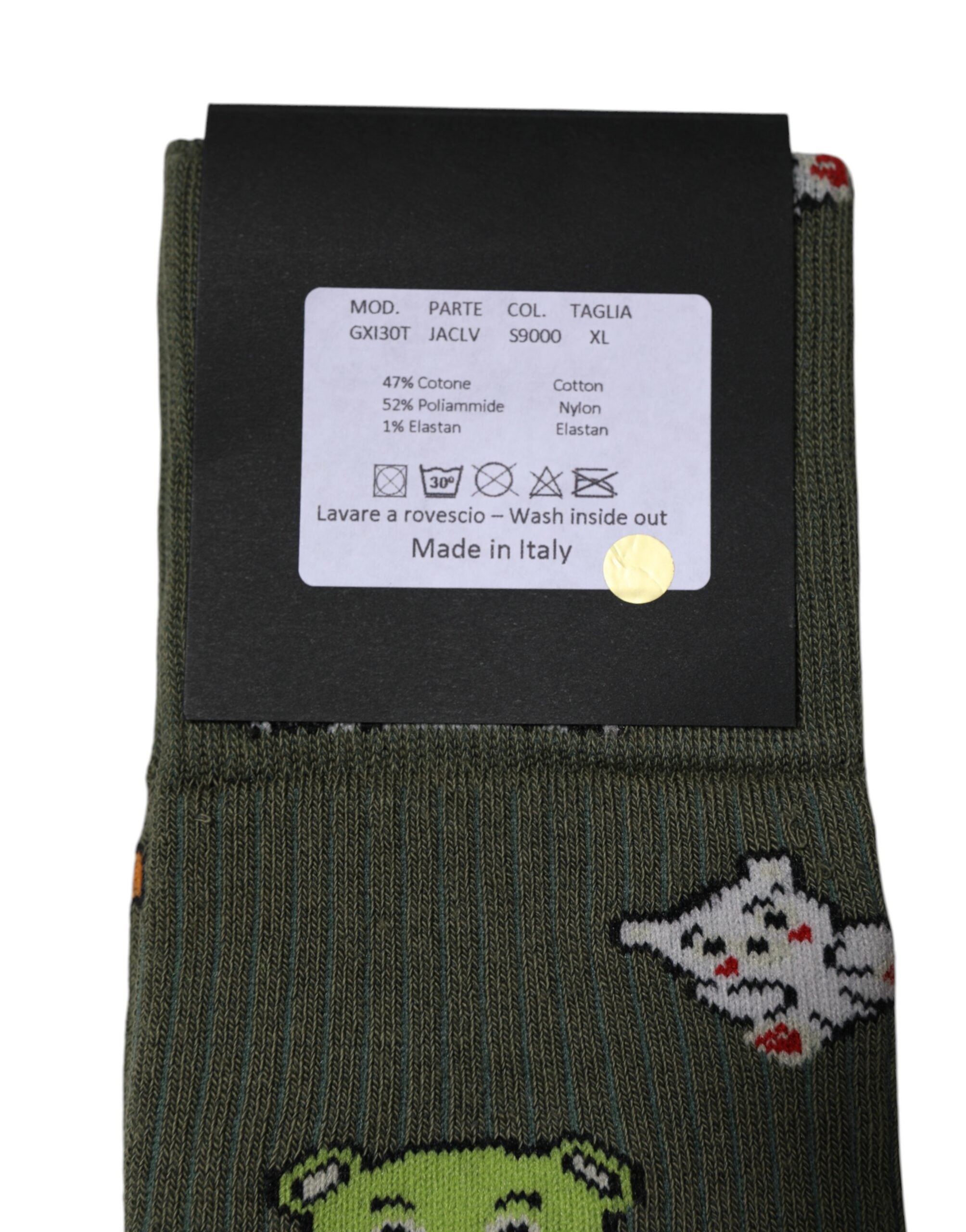 Chaussettes mi-mollet en nylon vert avec imprimé ours Dolce & Gabbana, style moderne et confortable pour femmes