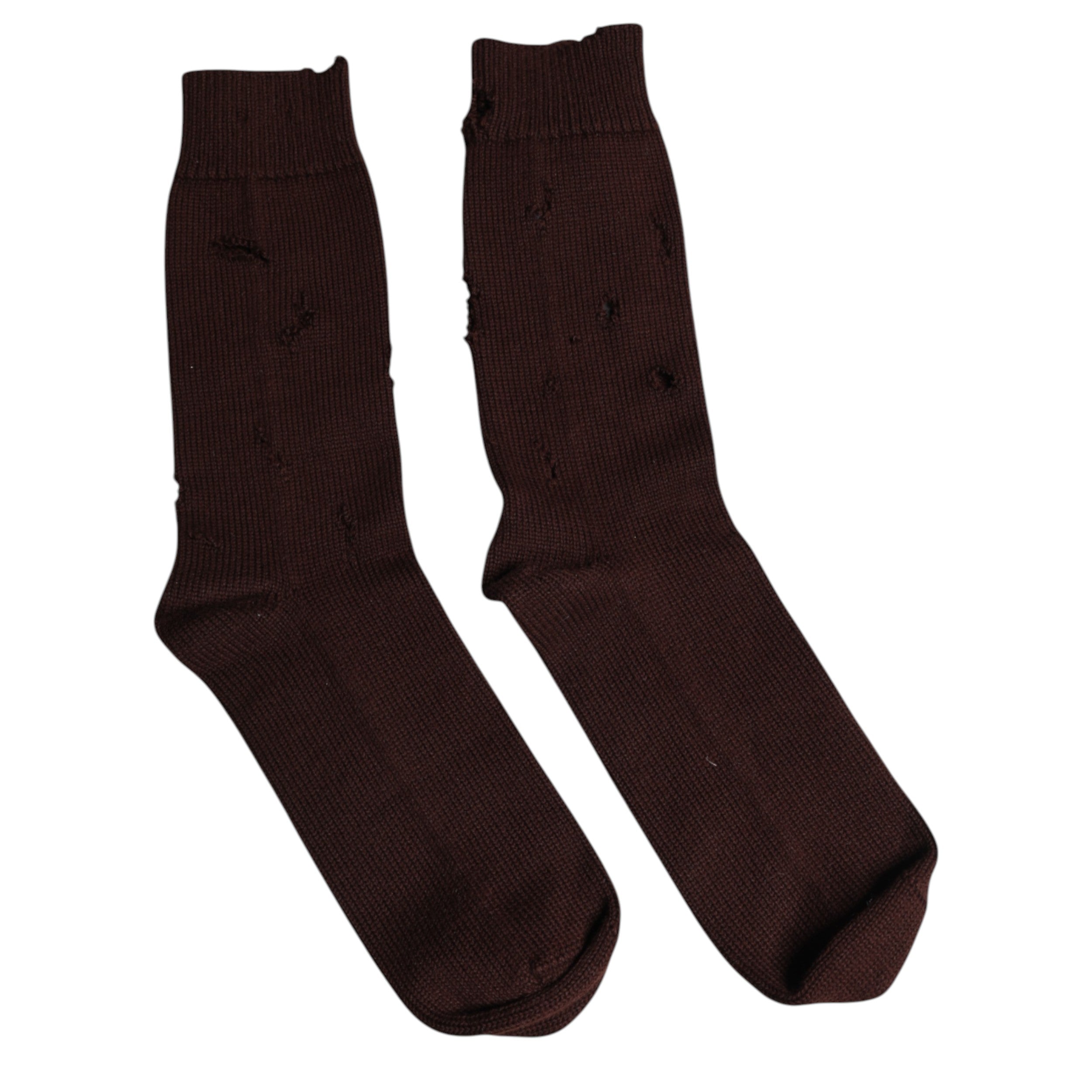 Chaussettes en coton marron Dolce & Gabbana, mi-mollet, extensibles, solides, pour homme ou femme.