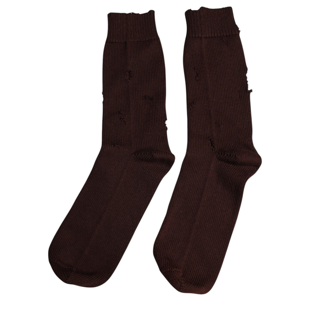 Chaussettes mi-mollet en coton stretch marron de Dolce & Gabbana, style classique et confort élégant