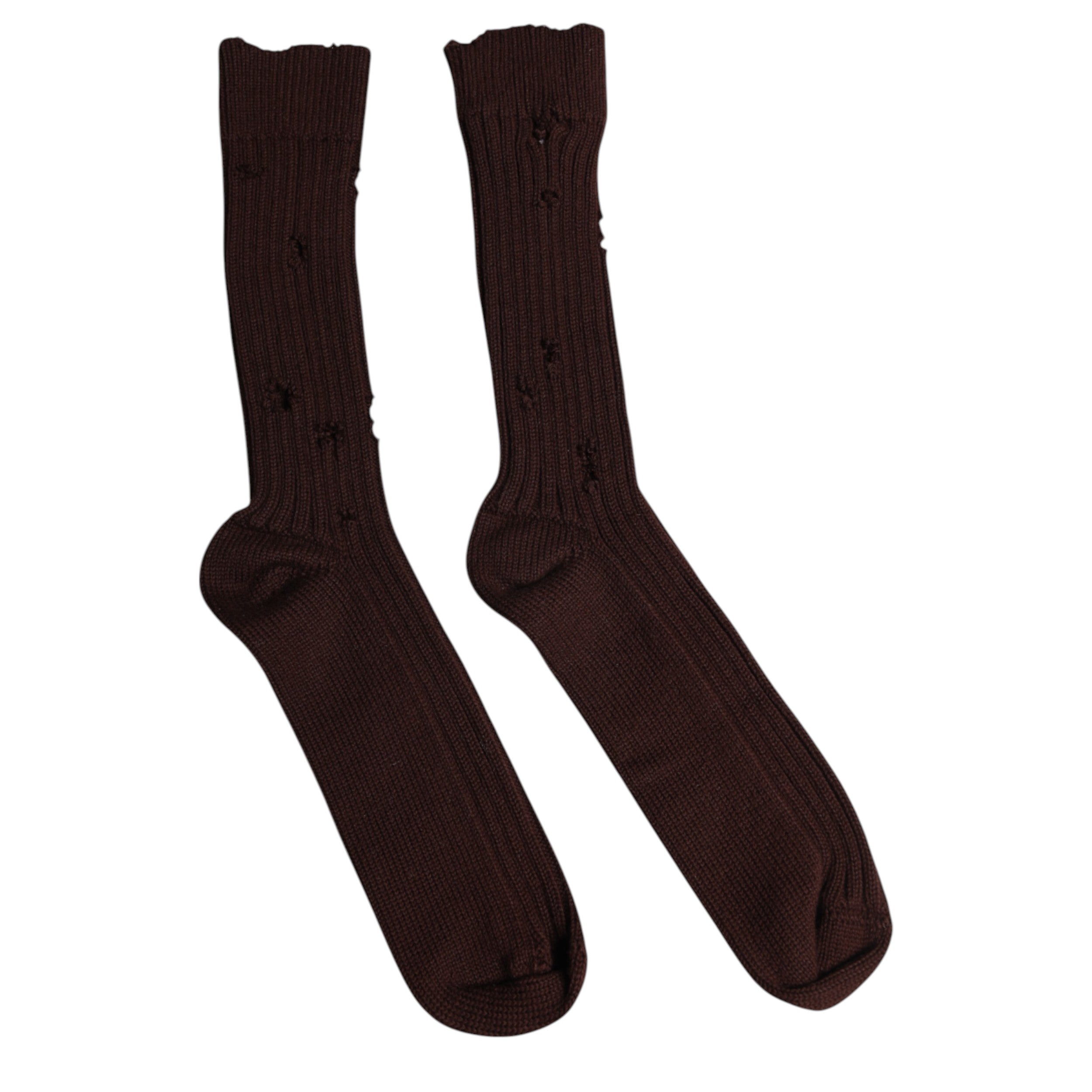 Chaussettes en coton marron Dolce & Gabbana, extensibles, couvrant jusqu'au mollet, avec logo discret.