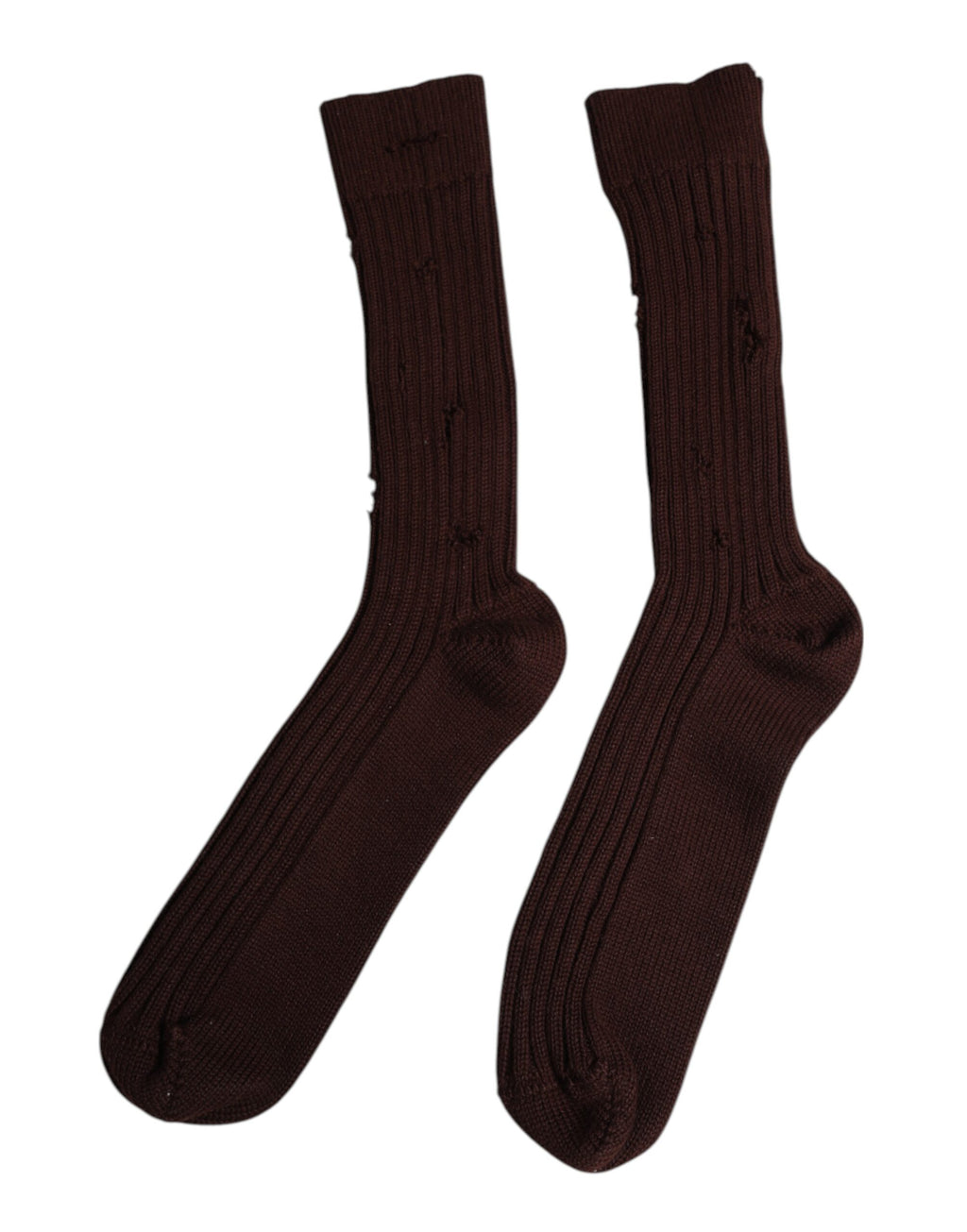 Chaussettes en coton stretch brun Dolce & Gabbana, mi-mollet, avec finition élégante et détails classiques.