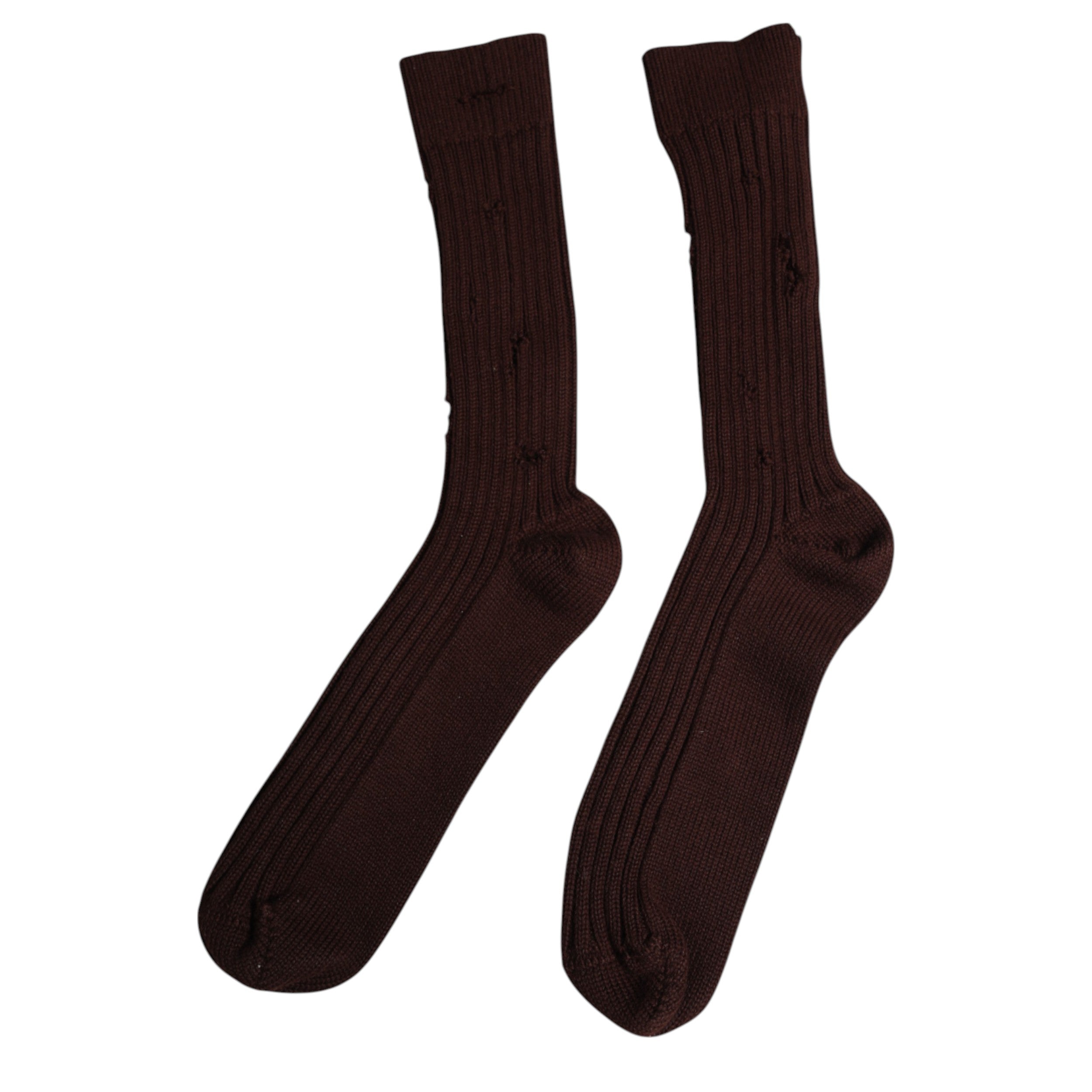 Chaussettes en coton stretch marron Dolce & Gabbana, mi-mollet, avec logo et finition élégante, pour un style sophistiqué.
