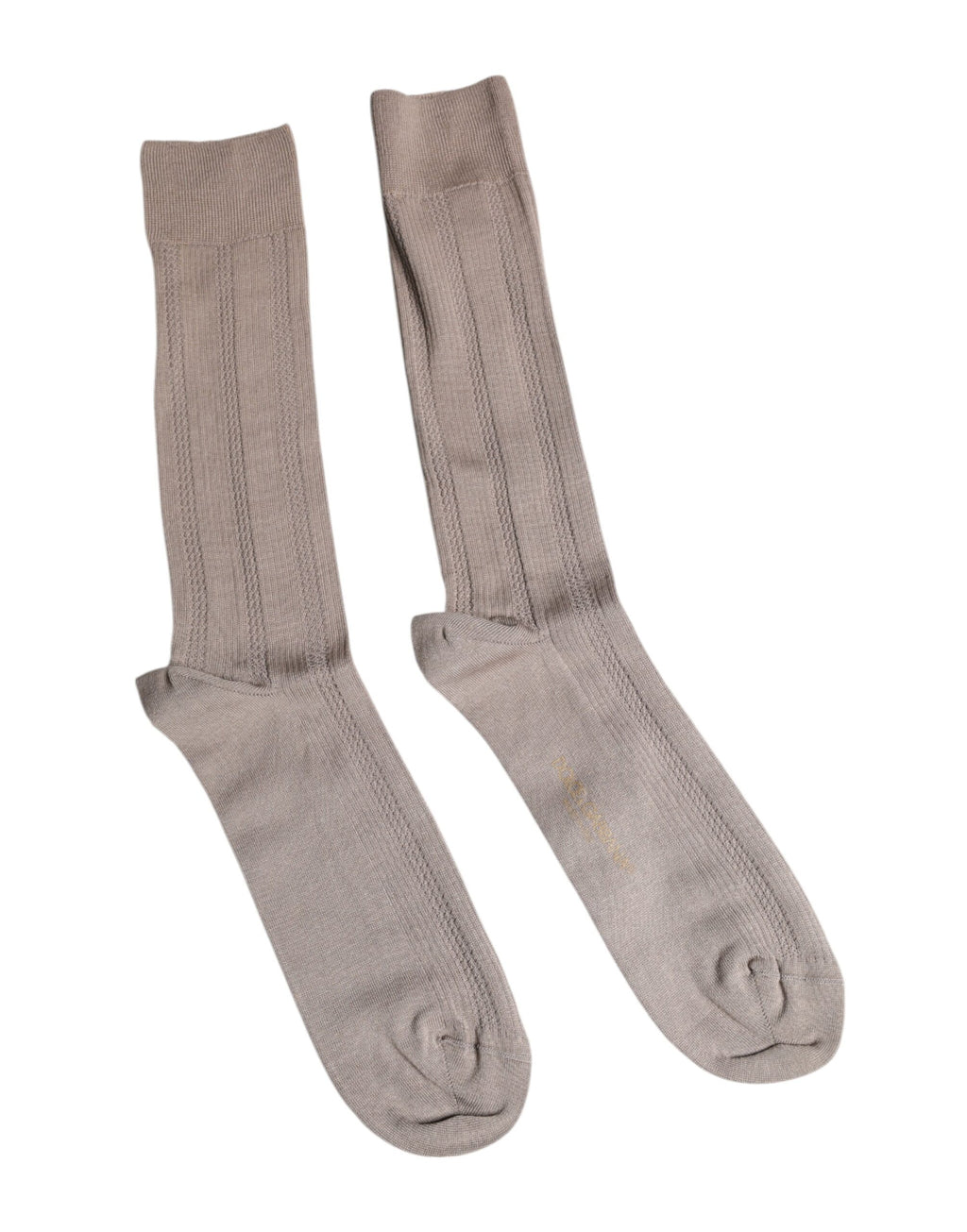 Chaussettes en coton marron Dolce & Gabbana, logo visible, montées sur le mollet, extensibles et confortables.