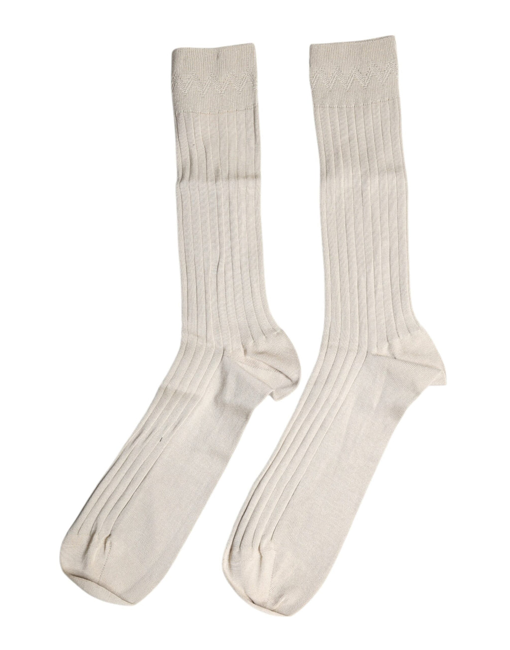 Chaussettes mi-mollet en coton stretch beige avec logo Dolce & Gabbana, mode élégante et confortable.