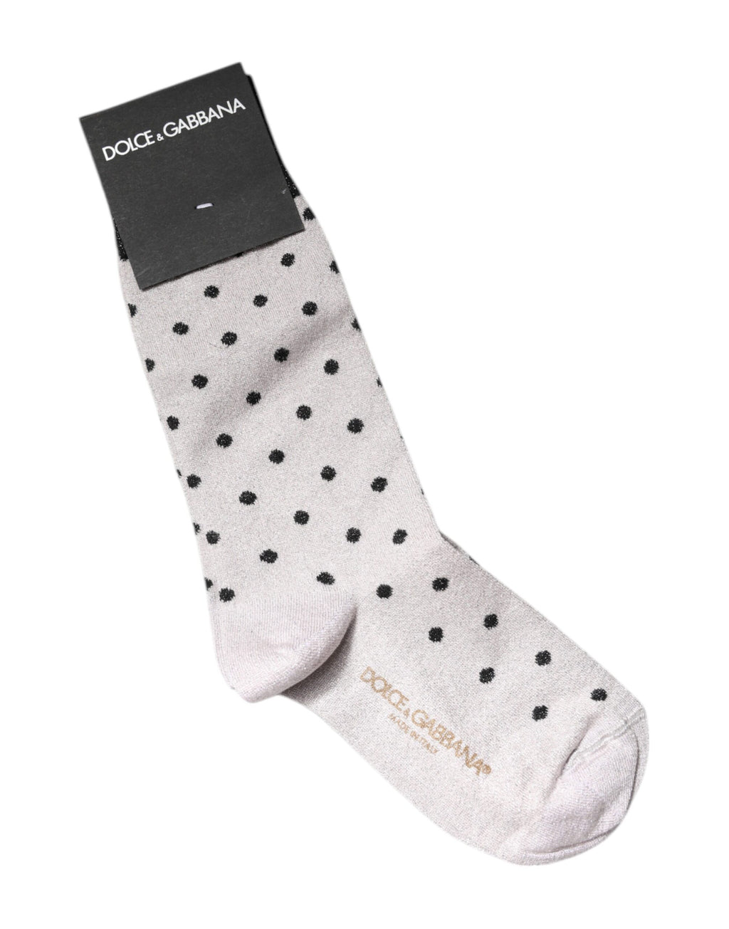 Chaussettes en viscose gris à pois de Dolce & Gabbana, stretch, avec motif à pois élégants et confortables.