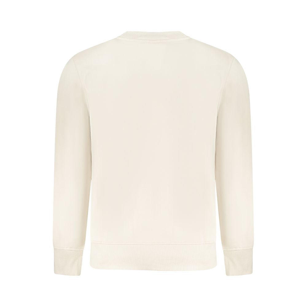 Sweatshirt beige en coton pour homme de la marque Calvin Klein, vue de face, avec col rond et manches longues.
