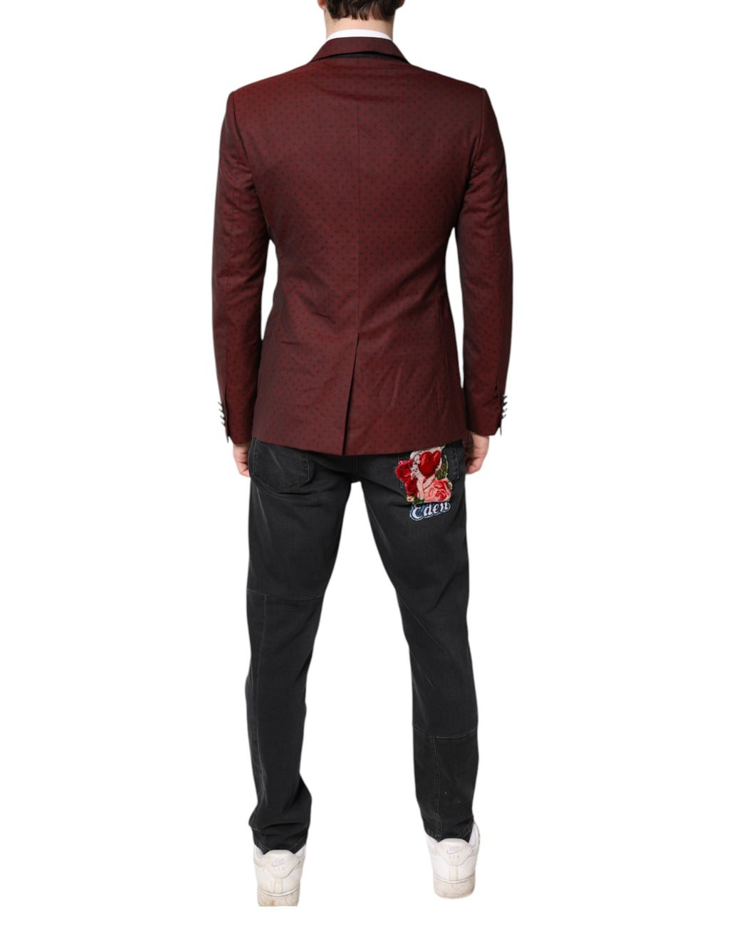 Manteau homme en laine marron bailleur slim fit Dolce & Gabbana, veste élégante avec col et boutons visibles.