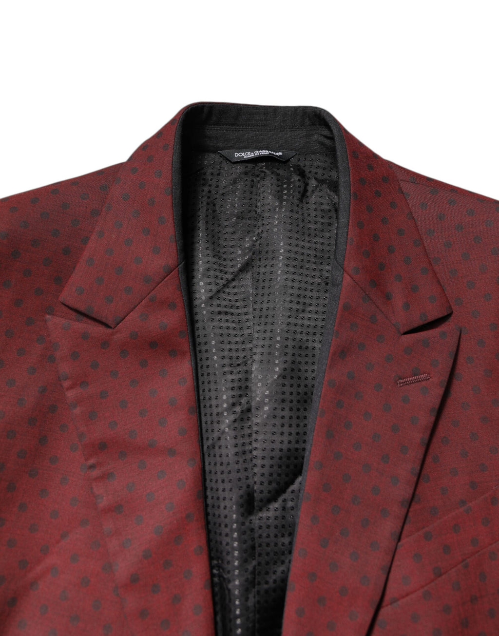 Manteau homme en laine bordeaux Dolce & Gabbana, coupe slim, veste blazer élégante avec col classique.