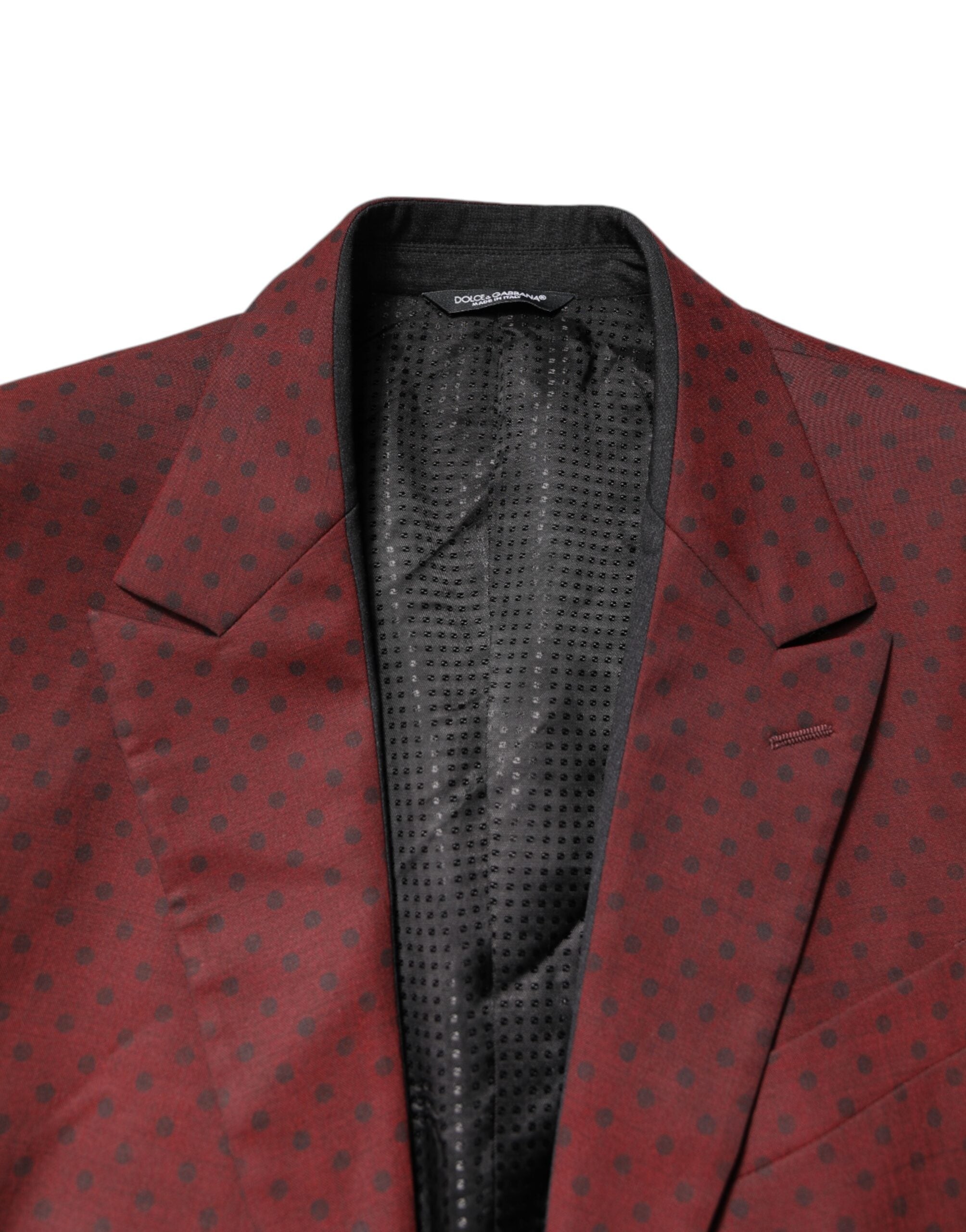 Manteau homme en laine bordeaux Dolce & Gabbana, coupe slim, veste blazer élégante avec col classique.