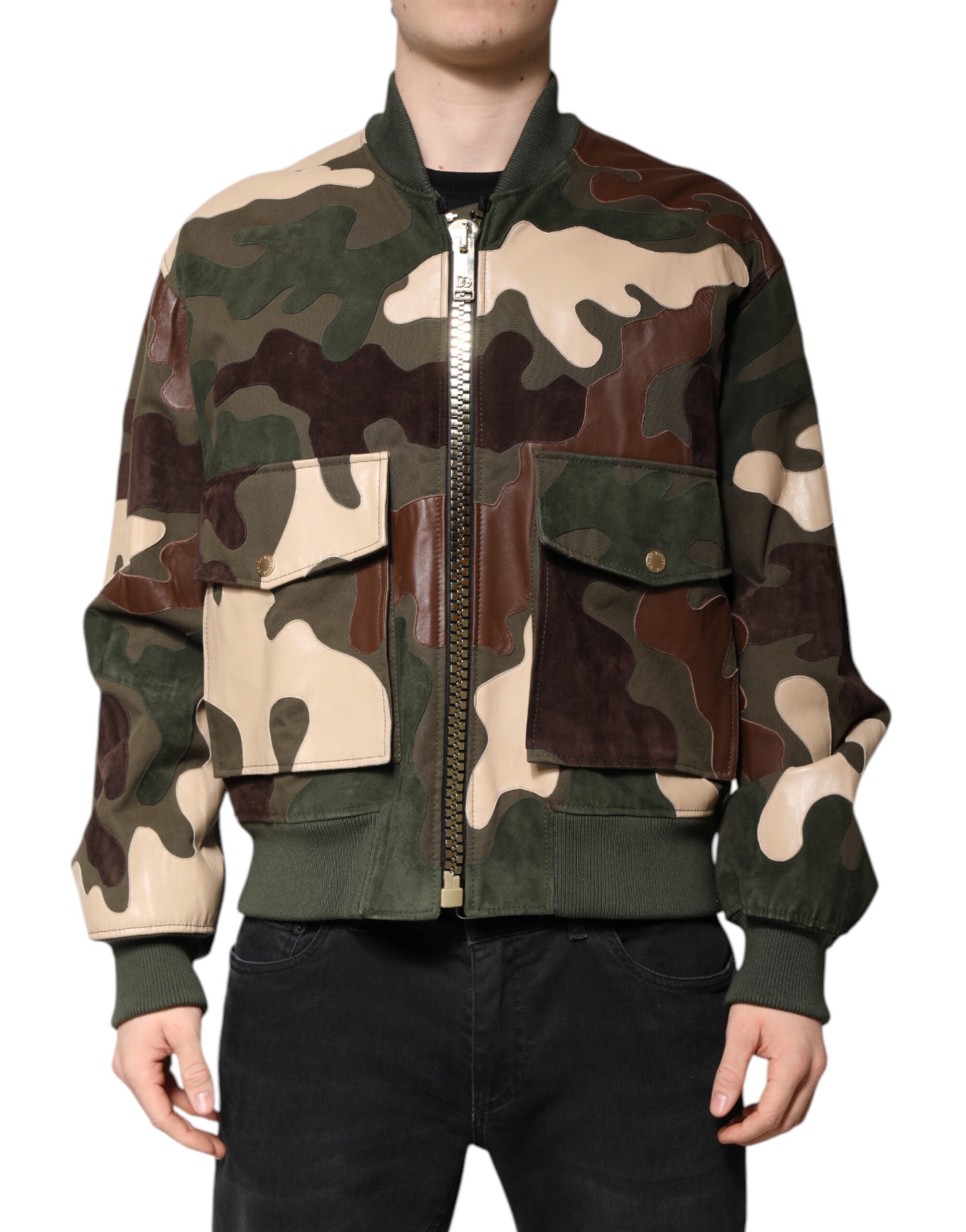 Veste bomber en coton multicolore Dolce & Gabbana avec fermeture éclair complète, style tendance et détails colorés.