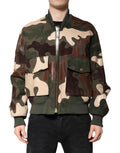 Veste bomber en coton multicolore Dolce & Gabbana à fermeture éclair, style décontracté et élégant.